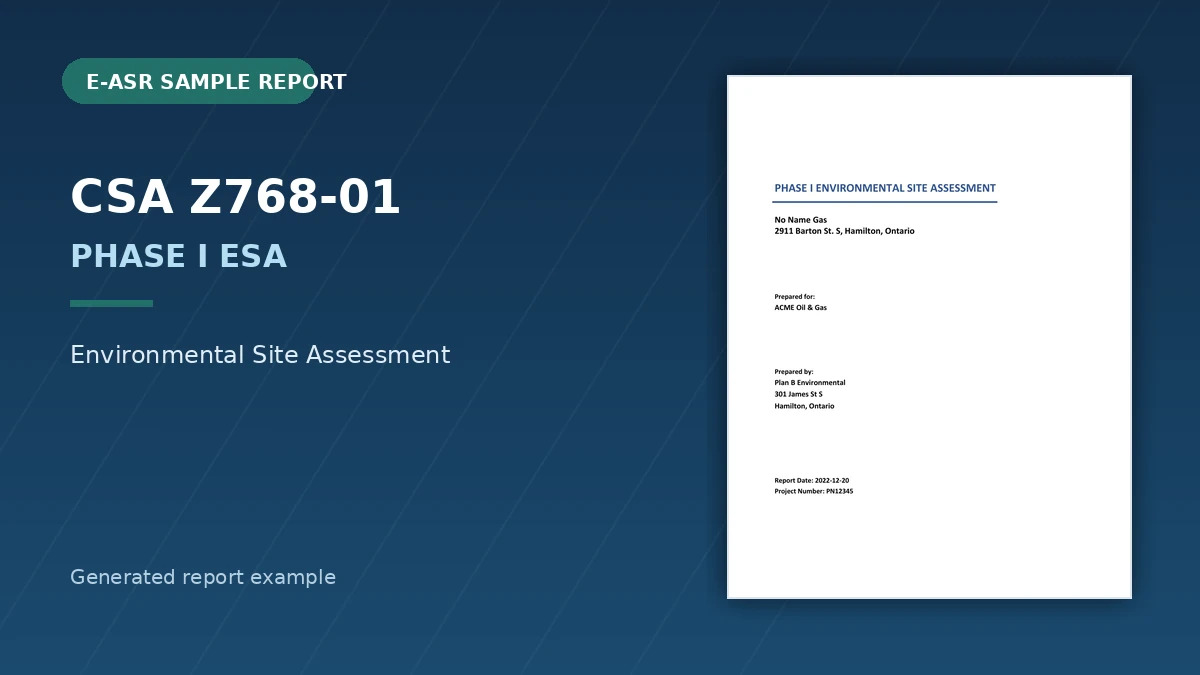 Preview of CSA Z768-01 Phase I Environmental Site Assessment