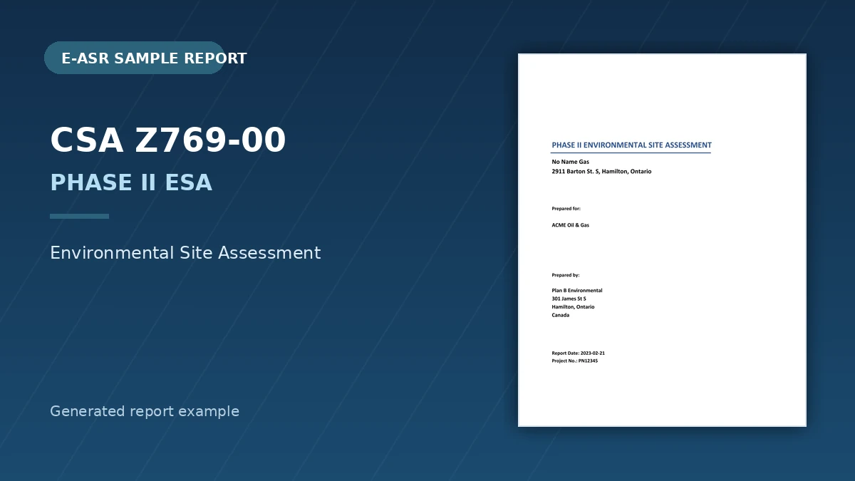 Preview of CSA Z769-00 Phase II Environmental Site Assessment