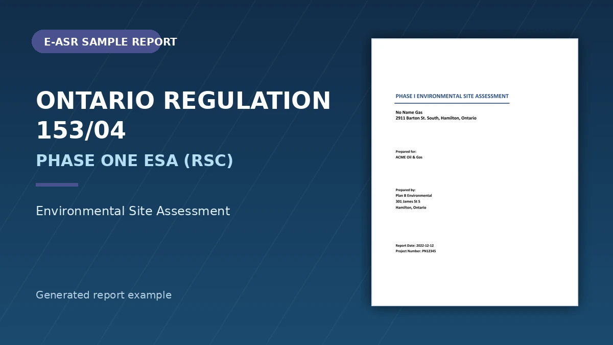 Preview of Ontario Regulation 153/04 Phase One ESA