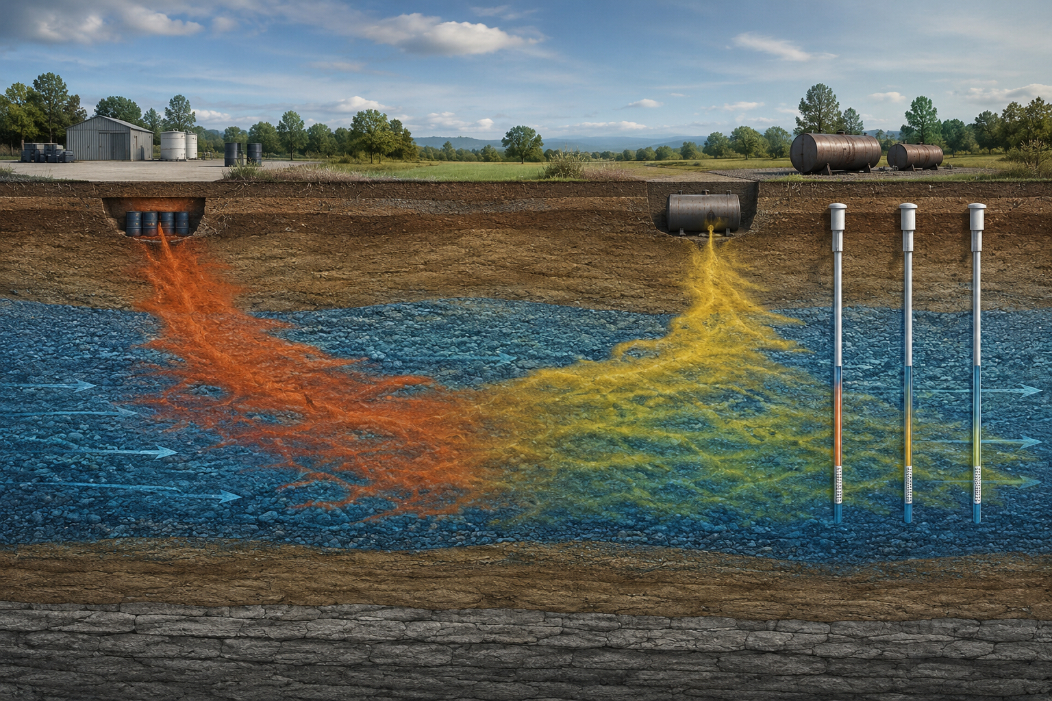 Effect of Multiple Sources on Contaminant Migration research report illustration