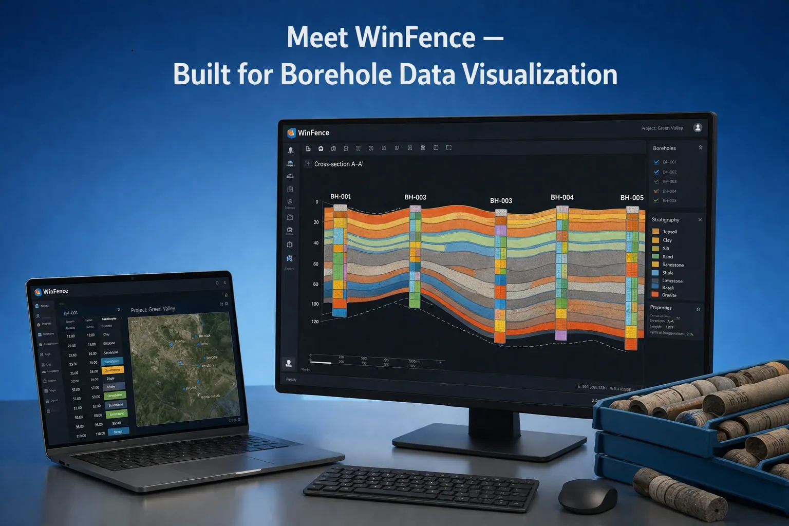 WinFence borehole correlation and subsurface visualization workflow