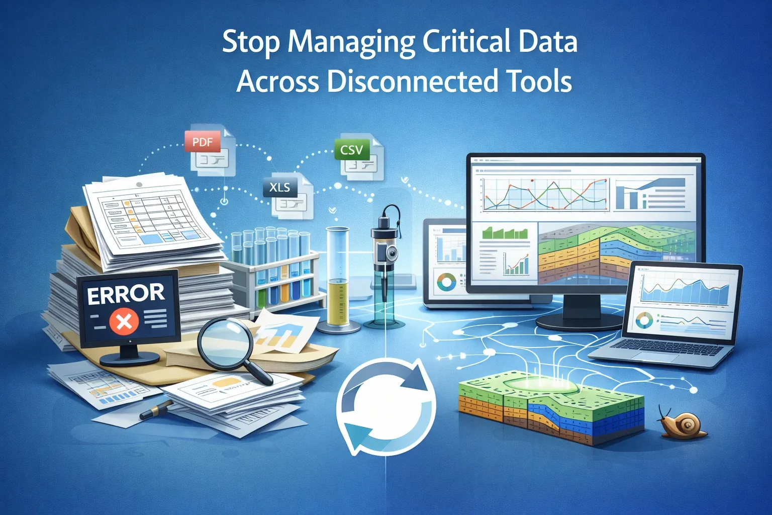 Geoscience records distributed across disconnected files and applications
