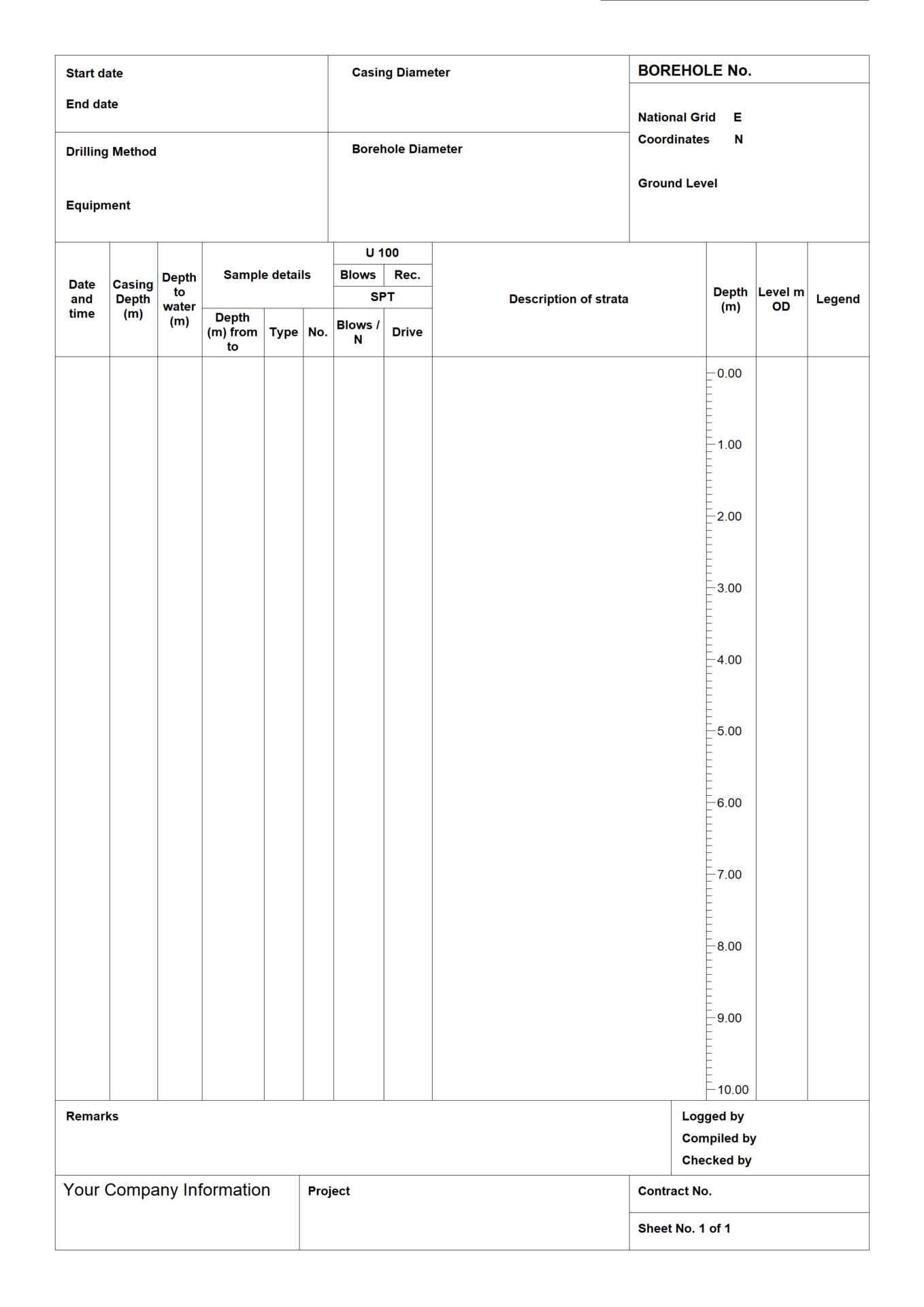 British Standard BS 5390 Boring Log