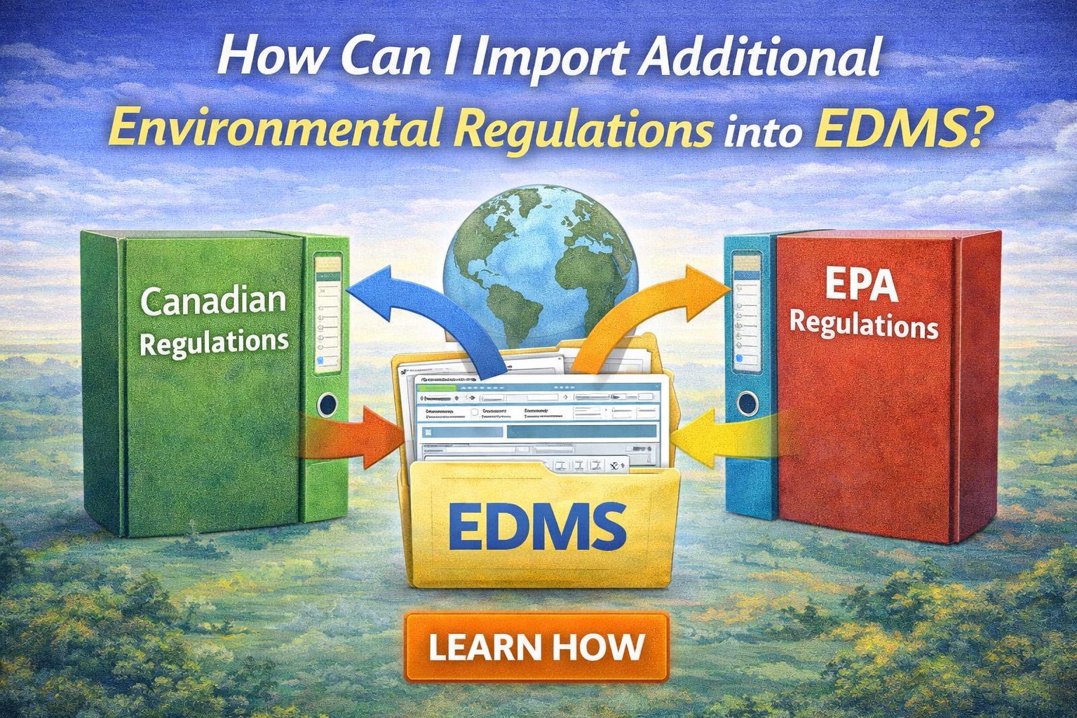 Import environmental regulations into EDMS showing Canadian and EPA standards integrated into data management system