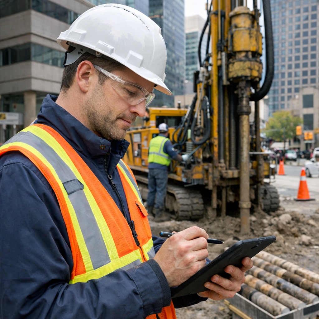 Image of an engineer using WinLoG Field Assistant
