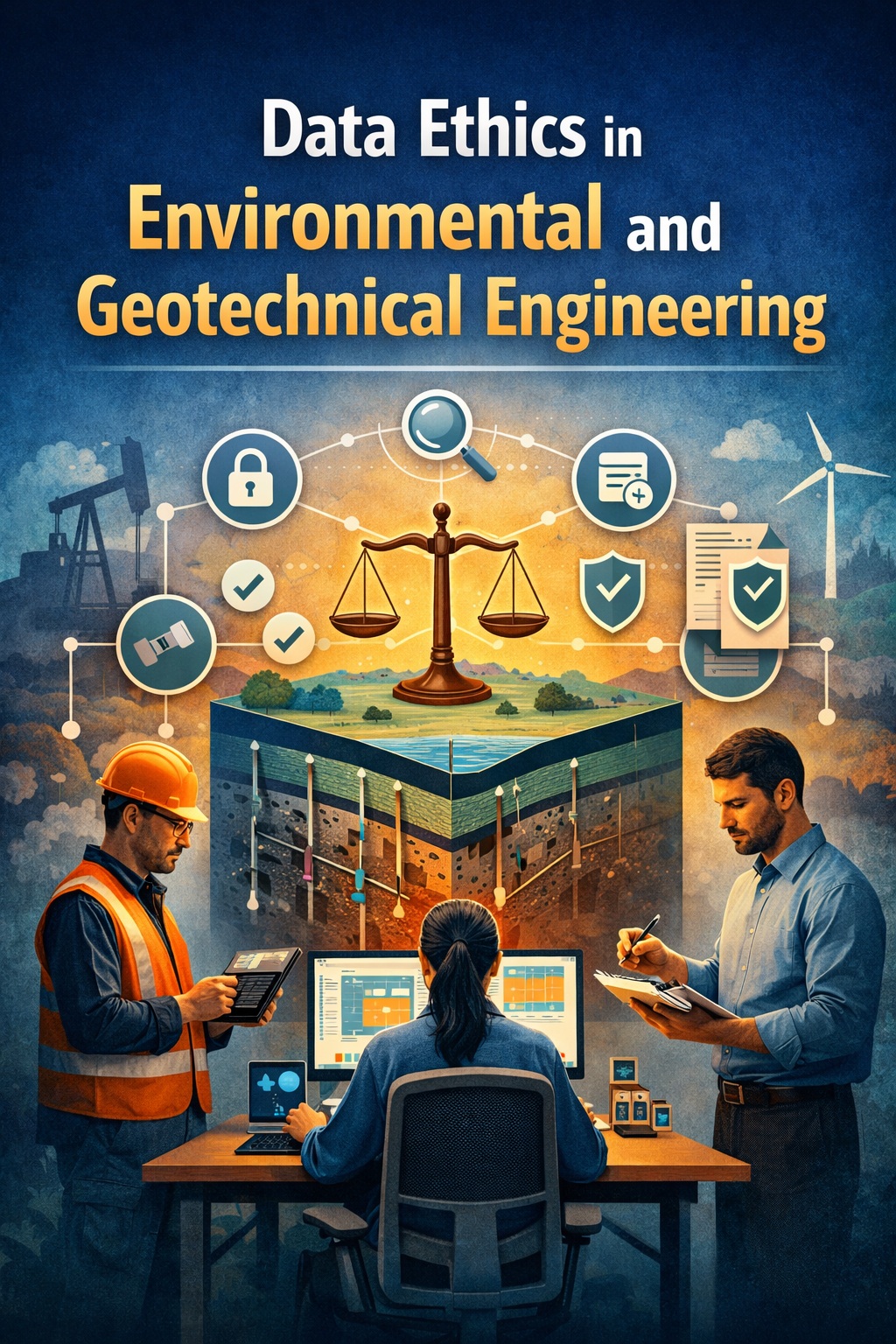 Data ethics in environmental and geotechnical engineering showing responsible data use, compliance, and governance in subsurface analysis