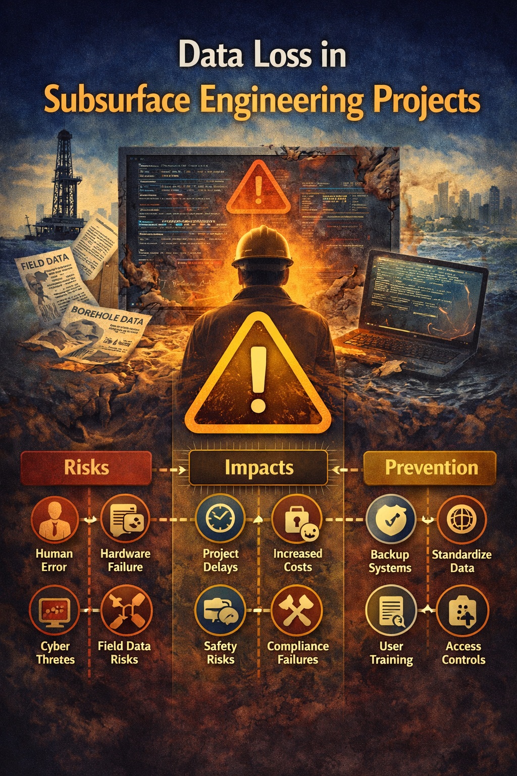 Data loss in subsurface engineering projects showing risks, impacts, and prevention strategies for geotechnical and environmental data