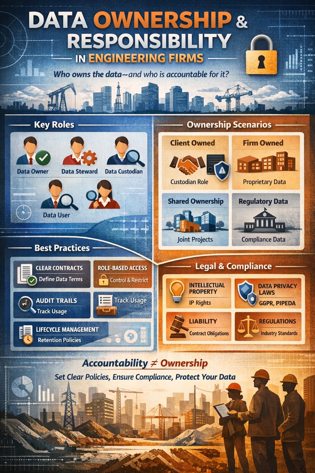 Data ownership and responsibility in engineering firms showing roles, governance, and compliance in data management systems