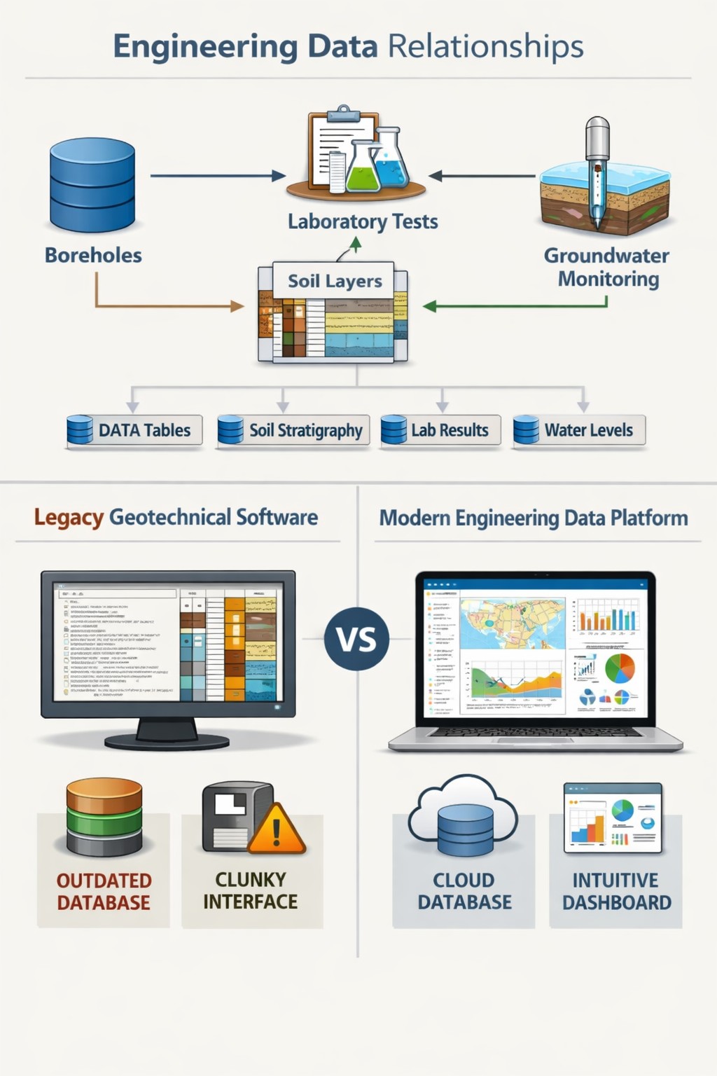 Comparison of geotechnical database software platforms