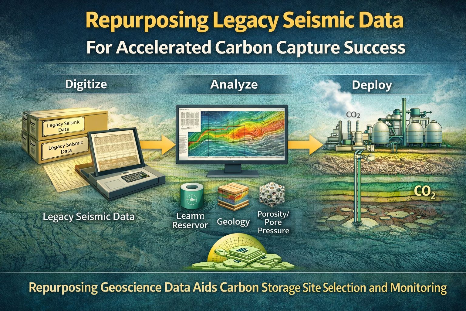 Legacy seismic data being digitized and analyzed to identify carbon capture and storage reservoirs for CO2 sequestration