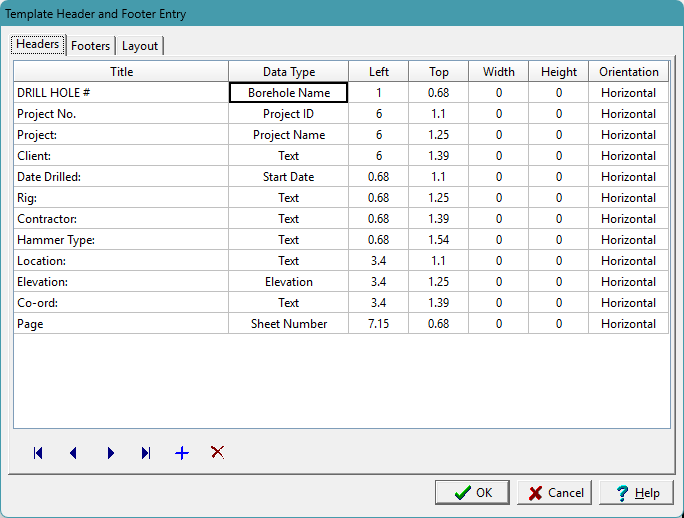 Template header in WinLoG